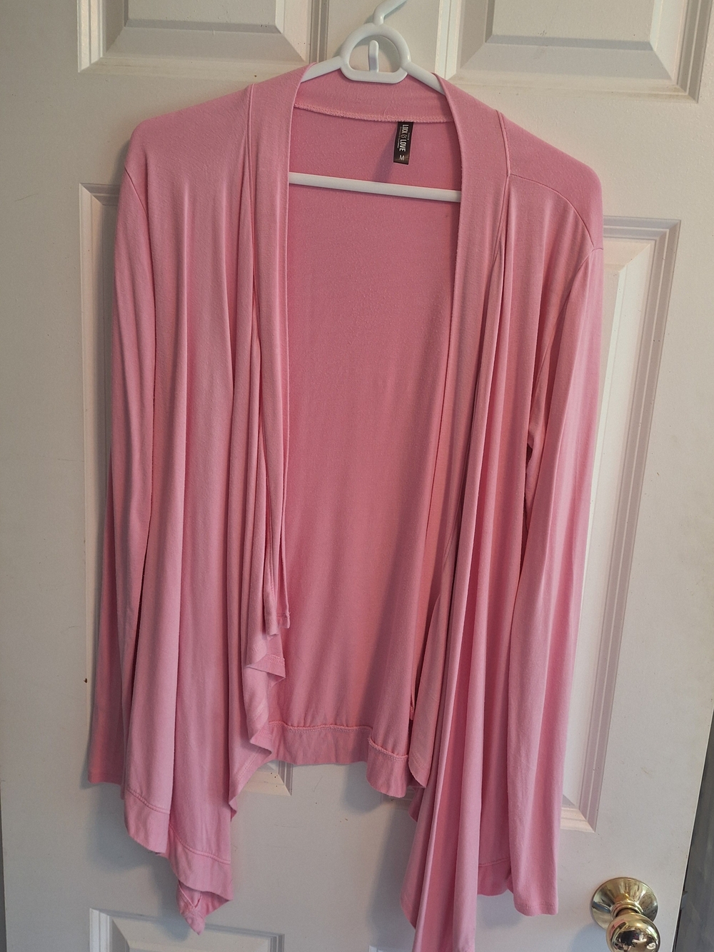 Light Pink Open-Front Draped Cardigan -